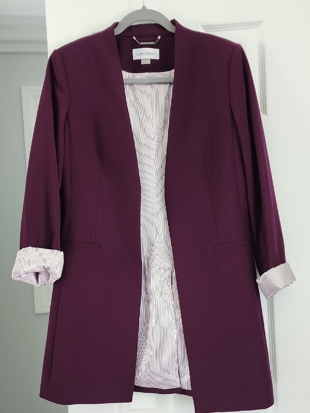 Calvin Klein Women's Deep Plum Open Blazer Jacket